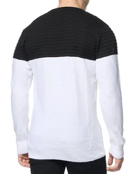 Banco Rundhalspullover Basic Ganzjahr Weiß/Schwarz/Dunkelblau