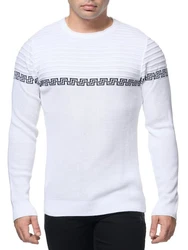 Banco Rundhalspullover Basic Ganzjahr Weiß/Creme