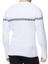 Banco Rundhalspullover Basic Ganzjahr Weiß/Creme
