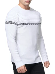 Banco Rundhalspullover Basic Ganzjahr Weiß/Creme