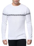 Banco Rundhalspullover Basic Ganzjahr Weiß/Creme