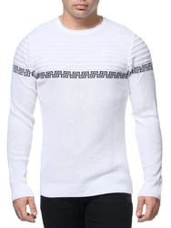Banco Rundhalspullover Basic Ganzjahr Weiß/Creme