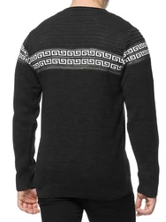 Banco Rundhalspullover Basic Ganzjahr Dunkelgrau/Schwarz/Gelb/Creme
