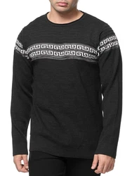 Banco Rundhalspullover Basic Ganzjahr Dunkelgrau/Schwarz/Gelb/Creme