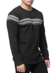 Banco Rundhalspullover Basic Ganzjahr Dunkelgrau/Schwarz/Gelb/Creme