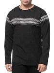 Banco Rundhalspullover Basic Ganzjahr Dunkelgrau/Schwarz/Gelb/Creme