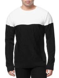 Banco Rundhalspullover Basic Ganzjahr Weiß/Schwarz/Creme