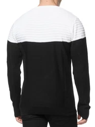 Banco Rundhalspullover Basic Ganzjahr Weiß/Schwarz/Creme