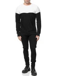 Banco Rundhalspullover Basic Ganzjahr Weiß/Schwarz/Creme