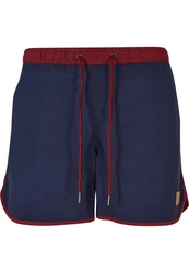 URBAN CLASSICS Badeshorts Retro Swimshorts Dunkelblau/Lila/Bordeaux