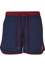 URBAN CLASSICS Badeshorts Retro Swimshorts Dunkelblau/Lila/Bordeaux