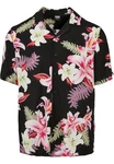 URBAN CLASSICS Kurzarmhemd Urban Classics Herren Viscose AOP Resort Shirt Blau/Lila/Rosa/Grün