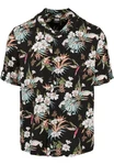 URBAN CLASSICS Kurzarmhemd Urban Classics Herren Viscose AOP Resort Shirt Blau