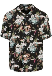 URBAN CLASSICS Kurzarmhemd Urban Classics Herren Viscose AOP Resort Shirt Blau