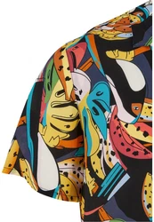 URBAN CLASSICS Kurzarmhemd Urban Classics Herren Viscose AOP Resort Shirt Mischfarben/Gelb/Grau/Schwarz