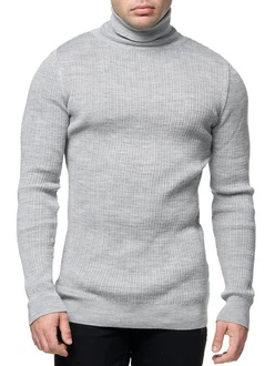 Banco Rollkragenpullover Slim Fit Grau/Hellgrau