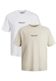 T-Shirt 2-er Set Logo T-Shirt Kurzarm Shirt JORVESTERBRO (2-tlg) 6114 in Wei-Beige