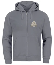 Neverless Sweatjacke Zip Hoodie Herren mit Kapuze Logo Wikinger Hellgrau/Grau/Dunkelgrau