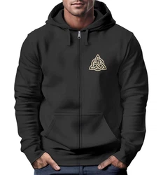Neverless Sweatjacke Zip Hoodie Herren mit Kapuze Logo Wikinger Schwarz/Dunkelgrau