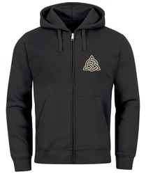 Neverless Sweatjacke Zip Hoodie Herren mit Kapuze Logo Wikinger Schwarz/Dunkelgrau