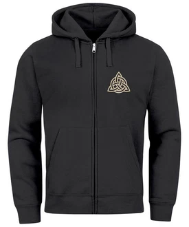 Neverless Sweatjacke Zip Hoodie Herren mit Kapuze Logo Wikinger Schwarz/Dunkelgrau