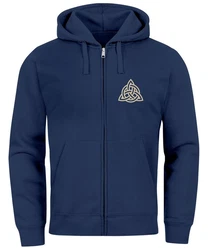 Neverless Sweatjacke Zip Hoodie Herren mit Kapuze Logo Wikinger Dunkelblau/Blau