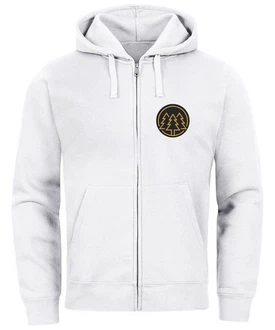 Neverless Herren Sweatjacke mit Kapuze Logo Weiß/Hellgrau/Silber/Grau