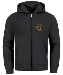 Sweatjacke Herren Sweatjacke mit Kapuze Logo Bume Wald Print Outdoor Motiv Zip