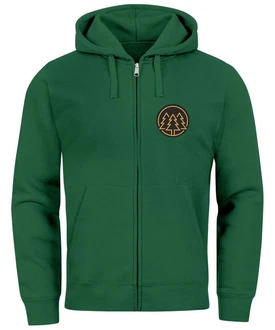 Neverless Herren Sweatjacke mit Kapuze Logo Dunkelgrün/Grün