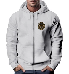 Neverless Herren Sweatjacke mit Kapuze Logo Hellgrau/Grau/Silber