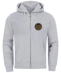 Neverless Herren Sweatjacke mit Kapuze Logo Hellgrau/Grau/Silber