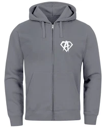 Neverless Herren Sweatjacke Zip Hoodie Alpha Logo Grau/Hellgrau/Dunkelgrau