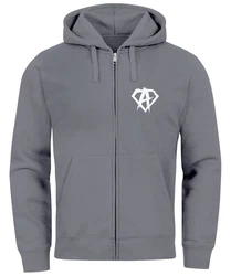 Neverless Herren Sweatjacke Zip Hoodie Alpha Logo Grau/Hellgrau/Dunkelgrau