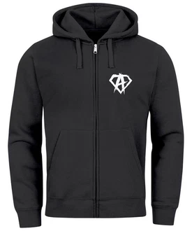 Neverless Herren Sweatjacke Zip Hoodie Alpha Logo Schwarz/Dunkelgrau/Rosa/Grau