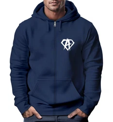 Neverless Herren Sweatjacke Zip Hoodie Alpha Logo Dunkelblau/Blau