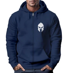 Neverless Herren Sweatjacke Kapuze Zip Hoodie mit Print Aufdruck Sparta Helm Blau/Dunkelblau/Hellblau