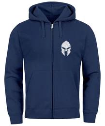 Sweatjacke Herren Sweatjacke Kapuze Zip Hoodie mit Print Aufdruck Sparta Helm