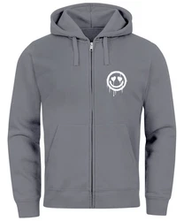 Neverless Sweatjacke Herren Print Smile Drip Face Zip-Hoodie Grau/Hellgrau/Dunkelgrau