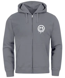 Neverless Sweatjacke Herren Print Smile Drip Face Zip-Hoodie Grau/Hellgrau/Dunkelgrau