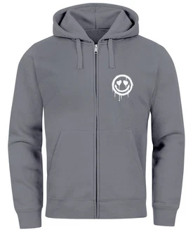 Neverless Sweatjacke Herren Print Smile Drip Face Zip-Hoodie Grau/Hellgrau/Dunkelgrau Neverless Sweatjacke Herren Print Smile Drip Face Zip-Hoodie Grau/Hellgrau/Dunkelgrau
