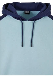 URBAN CLASSICS Rundhalspullover Urban Classics 2-Tone Fake Raglan Hoody Blau/Hellblau/Grau