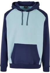 URBAN CLASSICS Rundhalspullover Urban Classics 2-Tone Fake Raglan Hoody Blau/Hellblau/Grau