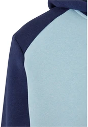 URBAN CLASSICS Rundhalspullover Urban Classics 2-Tone Fake Raglan Hoody Blau/Hellblau/Grau