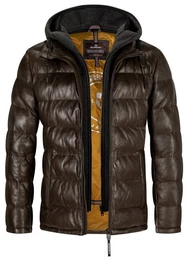 Lederjacke MS-Claudio Herren Steppjacke mit abnehmbarer Kapuze aus Lammnappa Leder