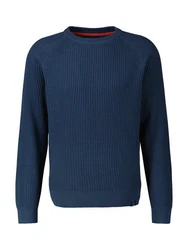 LERROS Strickpullover Fishermanstyle Dunkelblau