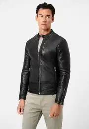 Lederjacke Carlo Hochwertiges Lamm-Nappa / Lamm-Nubuk Leder