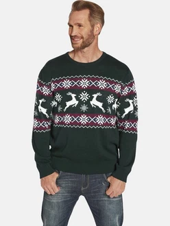 Jan Vanderstorm Strickpullover TORE Dunkelgrün/Grün/Schwarz