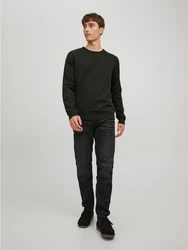 Jack & Jones Strickpullover JJEBASIC KNIT CREW NECK Dunkelgrün (5868)