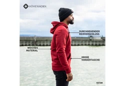 Hhenhorn Hoodie Katan Herren Hoodie Pullover Sweatshirt Kapuzenpullover Dunkelrot/Rot/Bordeaux