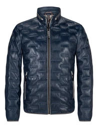 Milestone Lederjacke MS-Aversa Dunkelblau/Blau/Hellblau